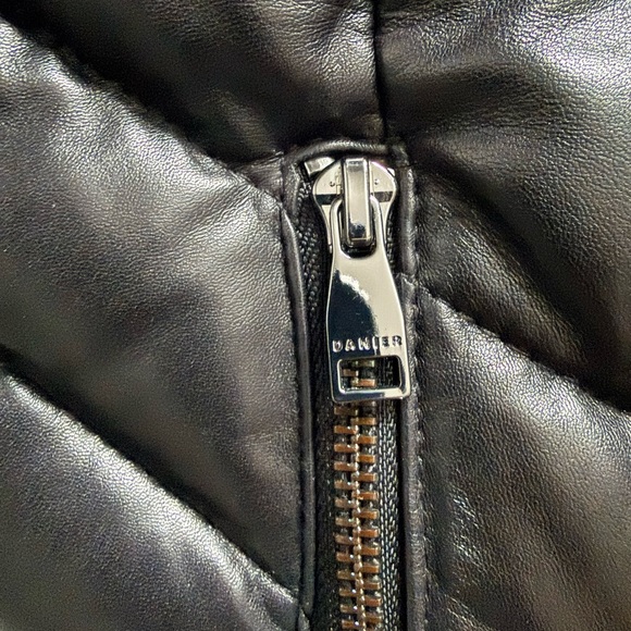 Danier Black, Blue, and Burgundy Puffer Jacket with Fur Hood - Picture 7 of 12